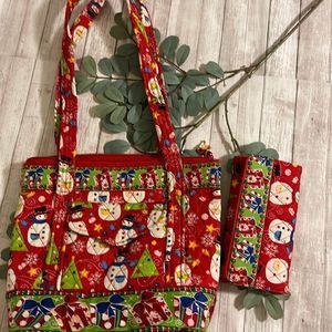 QUILTED SNOWMAN BAG & WALLET SET
